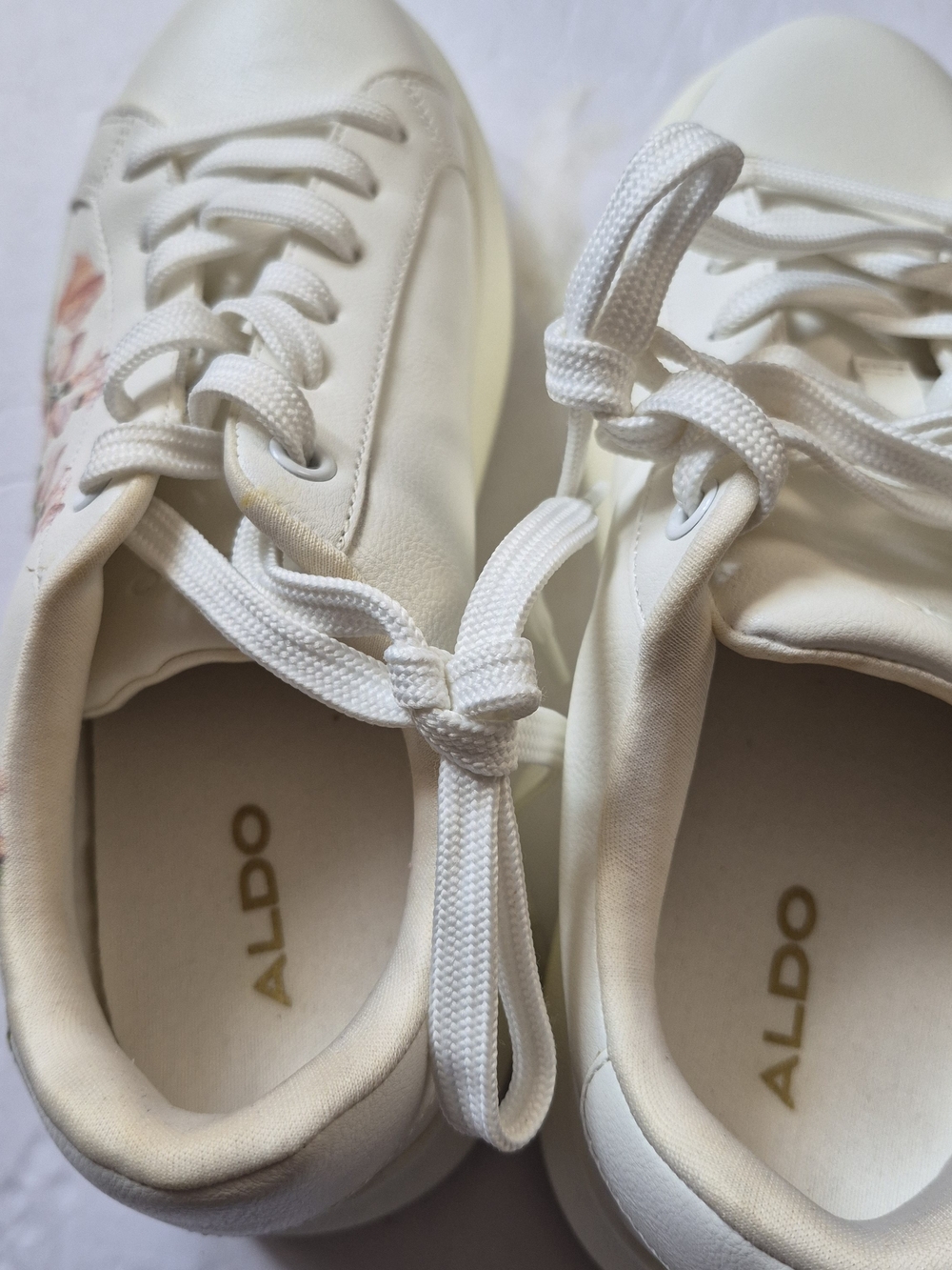 Aldo Cream Peono Floral Platform Sneakers with Pink Floral Vine - Picture 4 of 8